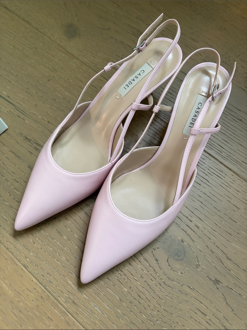 Casadei Julia Pink Pointed Toe Slingback Pumps